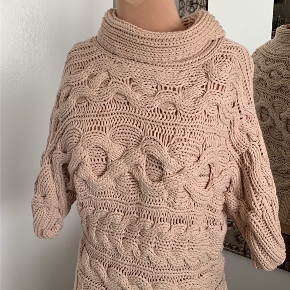 SMITTEN WOOL ALPACA BLEND SHORT SLEEVE COWL NECK SWEATER SIZE SMALL
